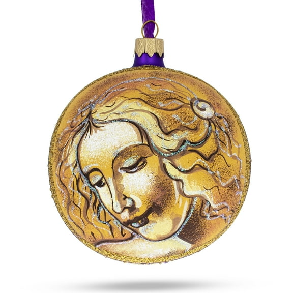 Leonardo Da Vinci's 'Head of A Woman' Glass Ball Christmas Ornament 4 Inches