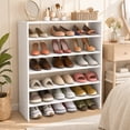 thumbnail image 5 of Costway 3 PCS Stackable Shoe Rack 31-Inch Horizontal Organizer 2-tier StorageShelf White, 5 of 9
