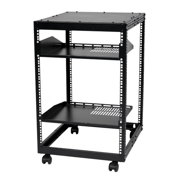 15U Server Rack, Open Frame - Adjustable Depth 23-40in, Wall Mount/Free Standing, 4-Post Network Rack with Casters for IT, AV, Router, Modem