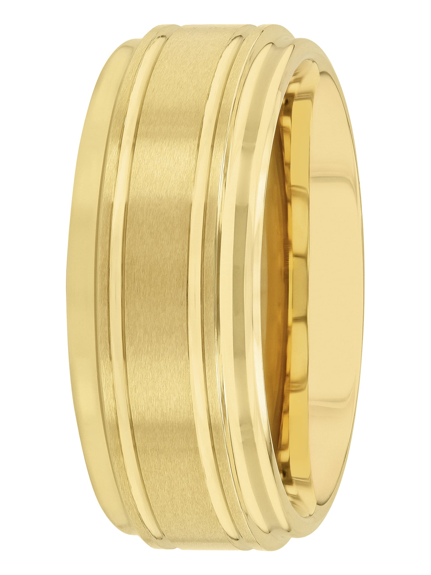 Men's Gold-Tone Tungsten Grooved Step Edge 9MM Wedding Band by Brilliance Fine Jewelry - Men's Ring
