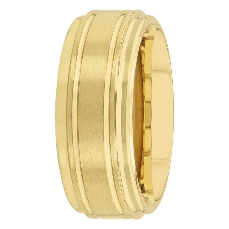 Brilliance Fine Jewelry Men's Yellow Tungsten Grooved Wedding Band photo 2