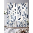 thumbnail image 4 of Navy Blue Botanical Semi Sheer Curtains 96 Inch Length 2 Panels Set, Pastoral Spring Leaves Watercolor Sheer Kitchen Curtain Privacy Voile Window Curtain for Living Room Bedroom Rod Pocket Drapes, 4 of 7