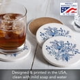 thumbnail image 3 of Thirstystone Florals In Blue & White 4-Pack Round Absorbent Stone Coasters, 3 of 7