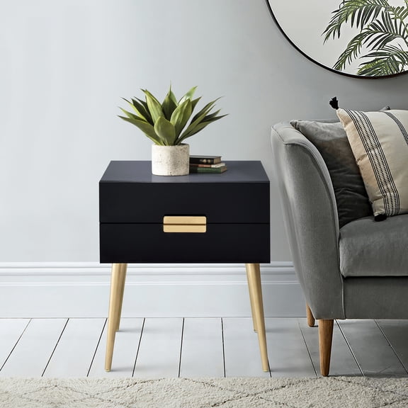 Black and Gold Finish Color - Two Drawers for Organization - Primary Living Area - Bring Luxury Look