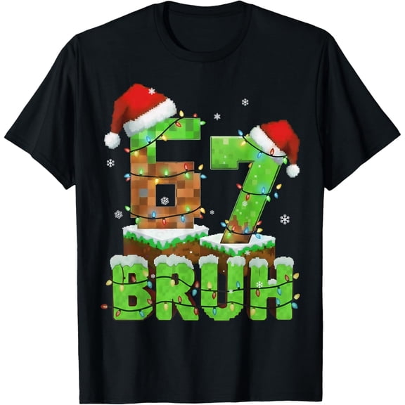 Meme Six Seven 67 Bruh Pixel Gamer Gift for Boys Kids Youth T-Shirt- American fashion hot selling casual retro high quality 100% cotton T-shirt 1 piece