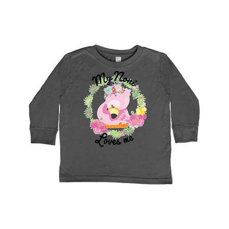

Inktastic Baby Flamingo My Noni Loves Me with Flower Wreath Gift Toddler Boy or Toddler Girl Long Sleeve T-Shirt