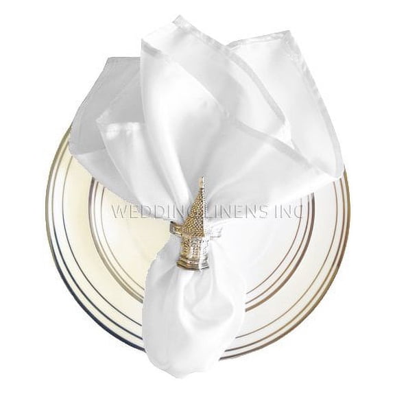 Wedding Linens Inc. (10pcs) 20'' x 20" Heavy Duty Satin Table Napkins Napkin for wedding Party Decorations Events - White