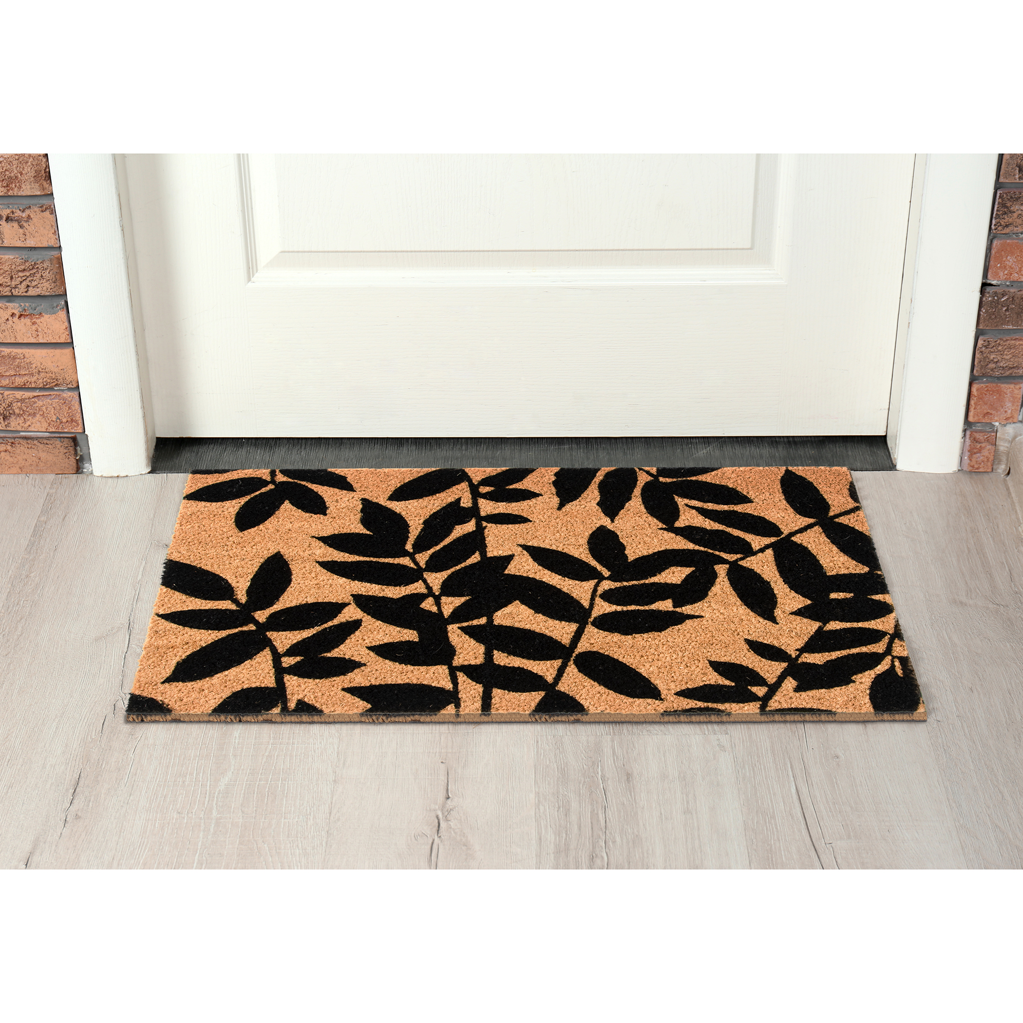 Leaf Coir Doormat, Black, 18"x30"
