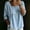 Light Blue, variant on Womens Oversized Tshirts Lightweight Hollow Lace Peplum 3/4 Sleeve Denim Summer Tops for Women Blue XL