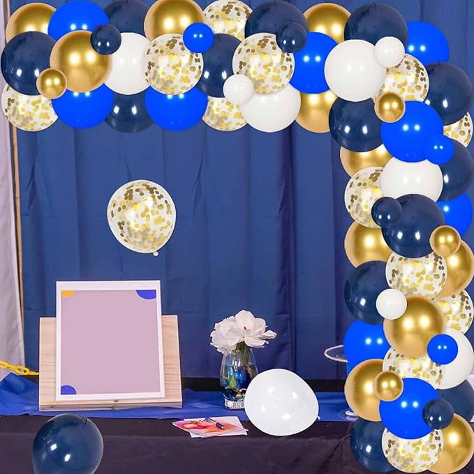 50th Year Class Reunion Party Decoration, Blue and Gold Balloon Arch,Blue and Gold 50th Anniversary Class Reunion Theme Backdrop Balloon Garland Kit