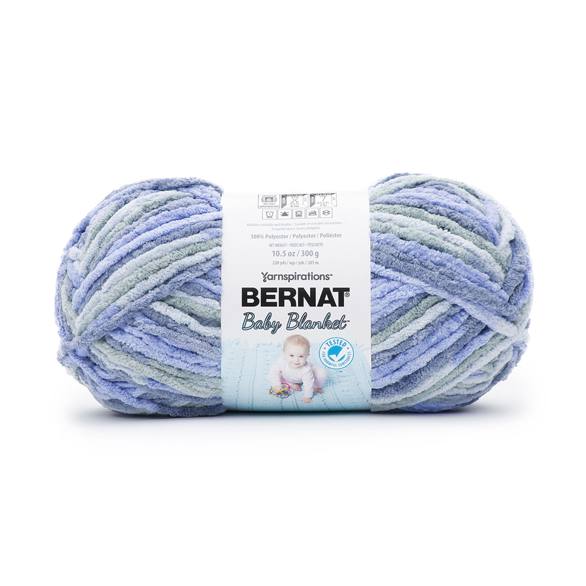 Bernat® Baby Blanket™ #6 Super Bulky Polyester Yarn, Lovely Blue 10.5oz/300g, 220 Yards (4 Pack)