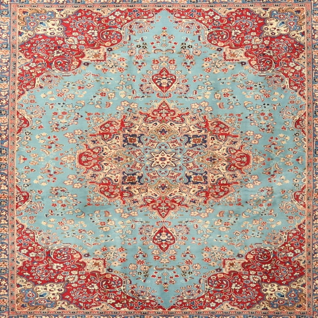 Ahgly Company Tapis d'Intérieur Lavables en Machine, Tapis Traditionnels Rouge Cerise, 10' Carré