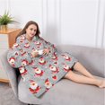 thumbnail image 5 of Oversized Wearable Blanket Hoodie,Gray Christmas Santa Pattern Sherpa Blanket Hoodie with Super Pockets,Super Warm Fuzzy Pullover for Women & Men, 5 of 6