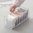thumbnail image 1 of Caja de almacenamiento para armario de camisetas, leggings y jeans, organizador de cajones con cajas de ropa plegables y divisor de pantalones, beige, 7 rejillas, 1 of 8