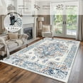 thumbnail image 3 of CCTFS Area Rugs for Living Room Bedroom Dining Room, Machine Washable Large Print Boho Vintage Tribal Aesthetic Carpet, Stain Resistant Floor Cover, Non Slip Low Pile Kitchen Rugs (Blue 5x7ft), 3 of 7