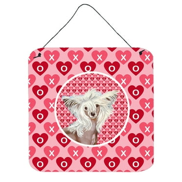 Chinese Crested Hearts Love and Valentines Day Portrait Wall or Door Hanging Prints