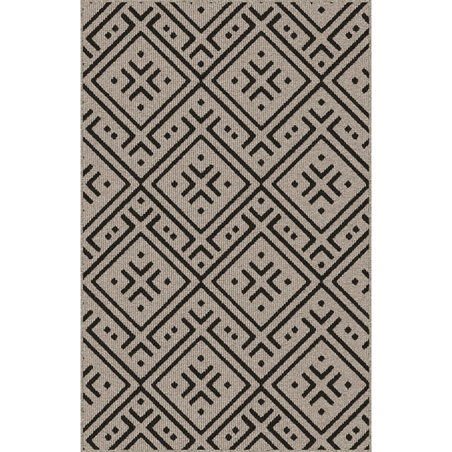 Mainstays tapis d’appoint intérieur moderne géométrique à motif losanges touffeté à la machine beige et noir, 29'' x 45'' , lavable à la machine, endos antidérapant