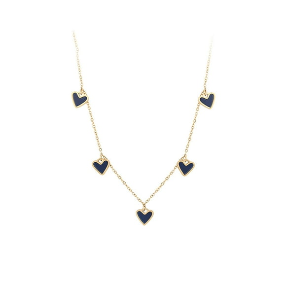 Hermoso Collar Corazones Negros De Moda Juvenil Oro 14K Lam dorado Unitalla