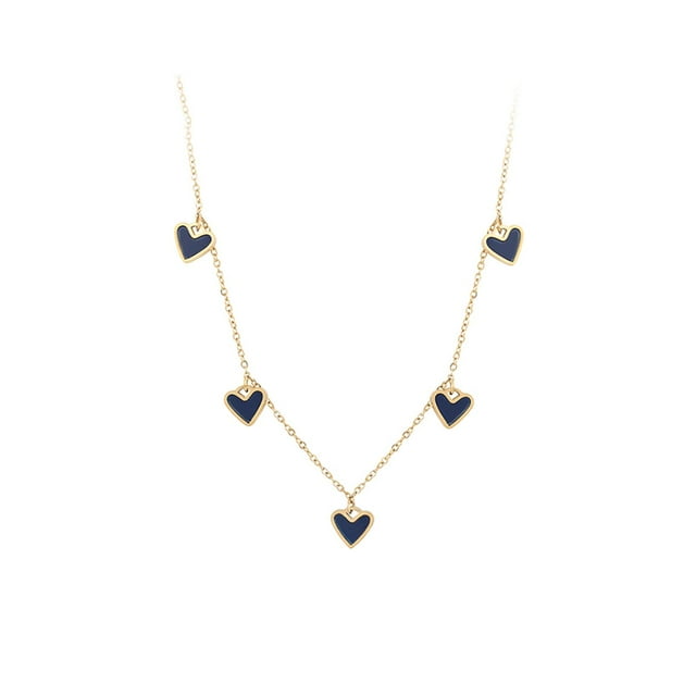 Hermoso Collar Corazones Negros De Moda Juvenil Oro 14K Lam dorado Unitalla