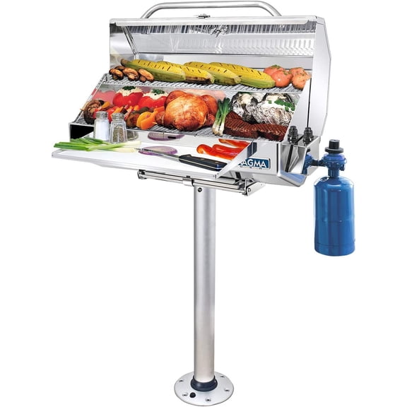 Magma T10-185 Double Locking Pedestal Baot Grill Mount, Cast Aluminum | Secure boat BBQ mount, for Magma rectangular grill/table on boats and docks. Durable construction. Genuine Magma Mount