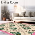 thumbnail image 2 of ODIKA 5'x7' Machine Washable Non-Slip Area Rug, Vintage Holiday Lettering with Interlocking Pine Cones and Foliage High Traffic Rug, Beige, 653198, 2 of 7