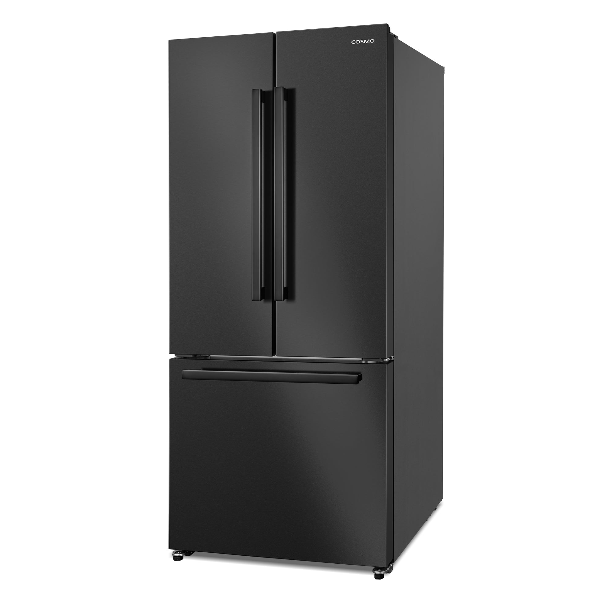 Cosmo 30 in. Vista Coll 17.5 cu. ft. Counter Depth 3-Door French Door Refrigerator, Handles, Matte Black