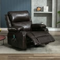 thumbnail image 4 of Faux leather manual Swivel recliner with massage and heat ,2 cup holders,USB Ports-Brown, 4 of 8