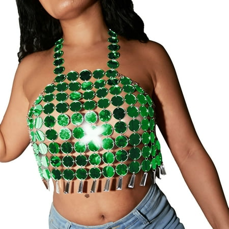 

Camisole For Women 2023 New Nightclub Acrylic Splicing Hollow Out Vest