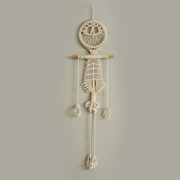 Moocorvic Wall Hanging Tassel Boho Decor, Woven Tapestry with Wooden beads Wall Art for Bedroom Living Room Apartment Home Decoration, Christmas Gift 42x12''