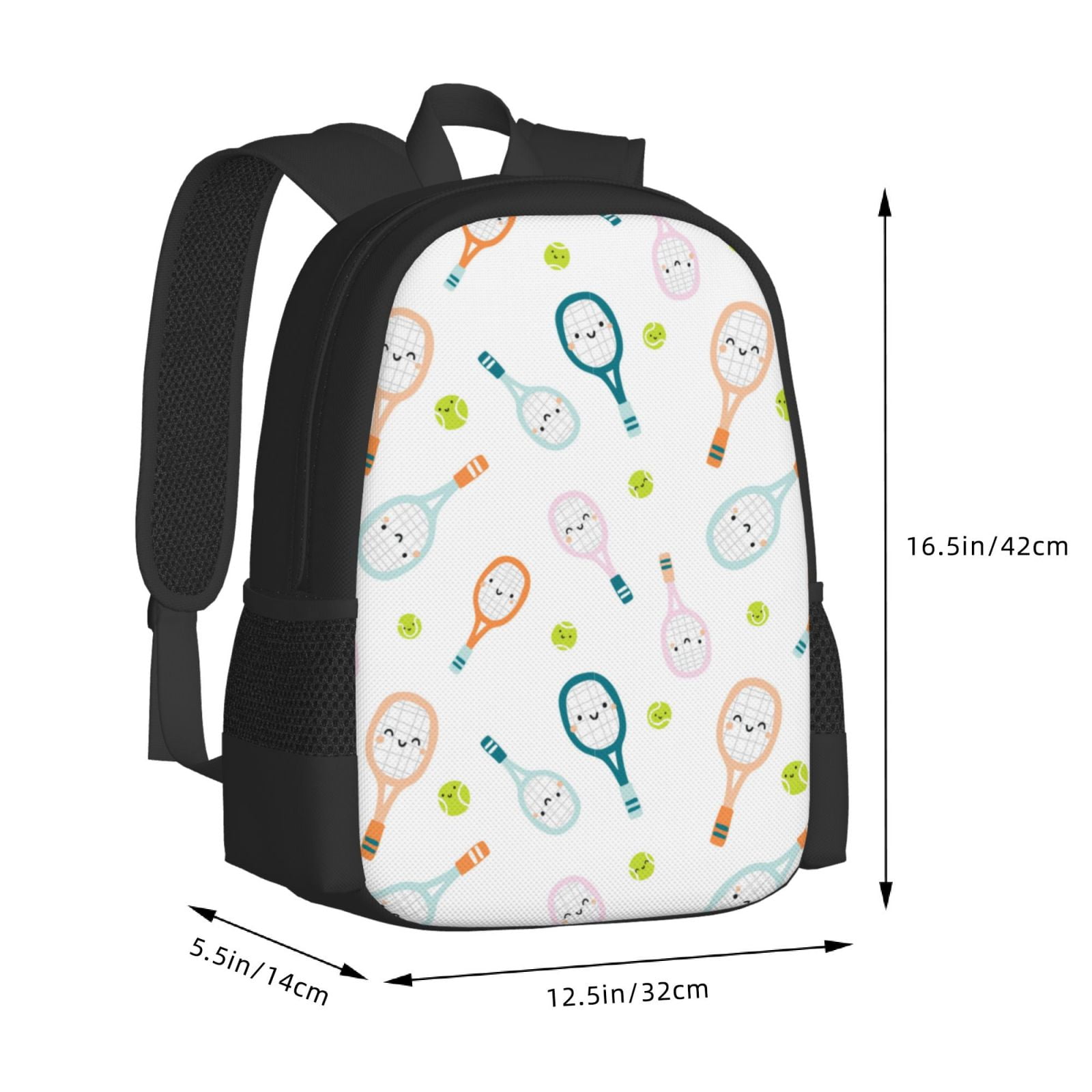 Ratiio Cute Tennis Rackets Backpack for Men and Women - Durable 600D Oxford Cloth -Large Capacity, Water-Resistant School, Travel, and Hiking Bag
