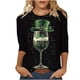 thumbnail image 2 of Ounisa St. Patrick's Day Sweatshirt for Women Clover Graphic T-Shirts Patty's Day Color 3/4 Sleeve Tee Tops, 2 of 5