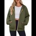 thumbnail image 2 of Sudadera con Capucha para Mujer, Sudadera con Cremallera, Moda de Otoño, Chaquetas de Larga, Ropa de Invierno, Conjuntos Verde S, 2 of 8