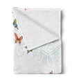 thumbnail image 2 of Butterfly Soft Flannel Fleece Throw Blanket, Floral Lady in Green Dress Leaf Ornaments Flower Pastel Winged Bug, Cozy Plush for Indoor and Outdoor Use, 70" x 90", Pink Orange Green, by Ambesonne, 2 of 5