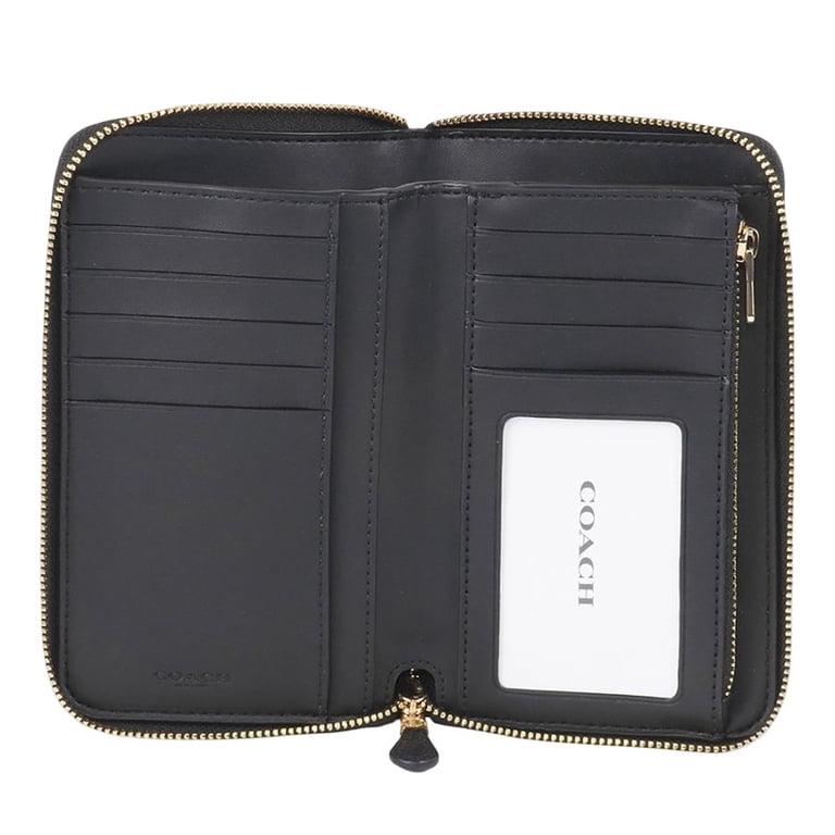 COACH IM/Black Medium ID Zip Wallet in Leather, Model CA733
