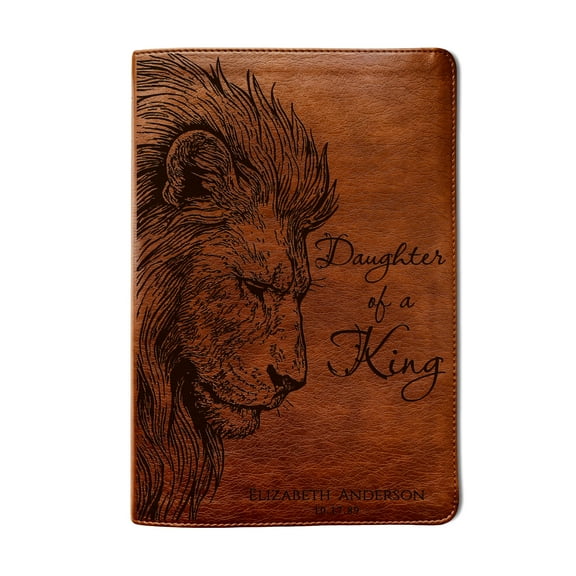 Personalized NLT Reference Bible, Daughter of a King Lion Design, Custom Engraved Name, Christian Gift, Baptism Gift, Bible Gift for Her