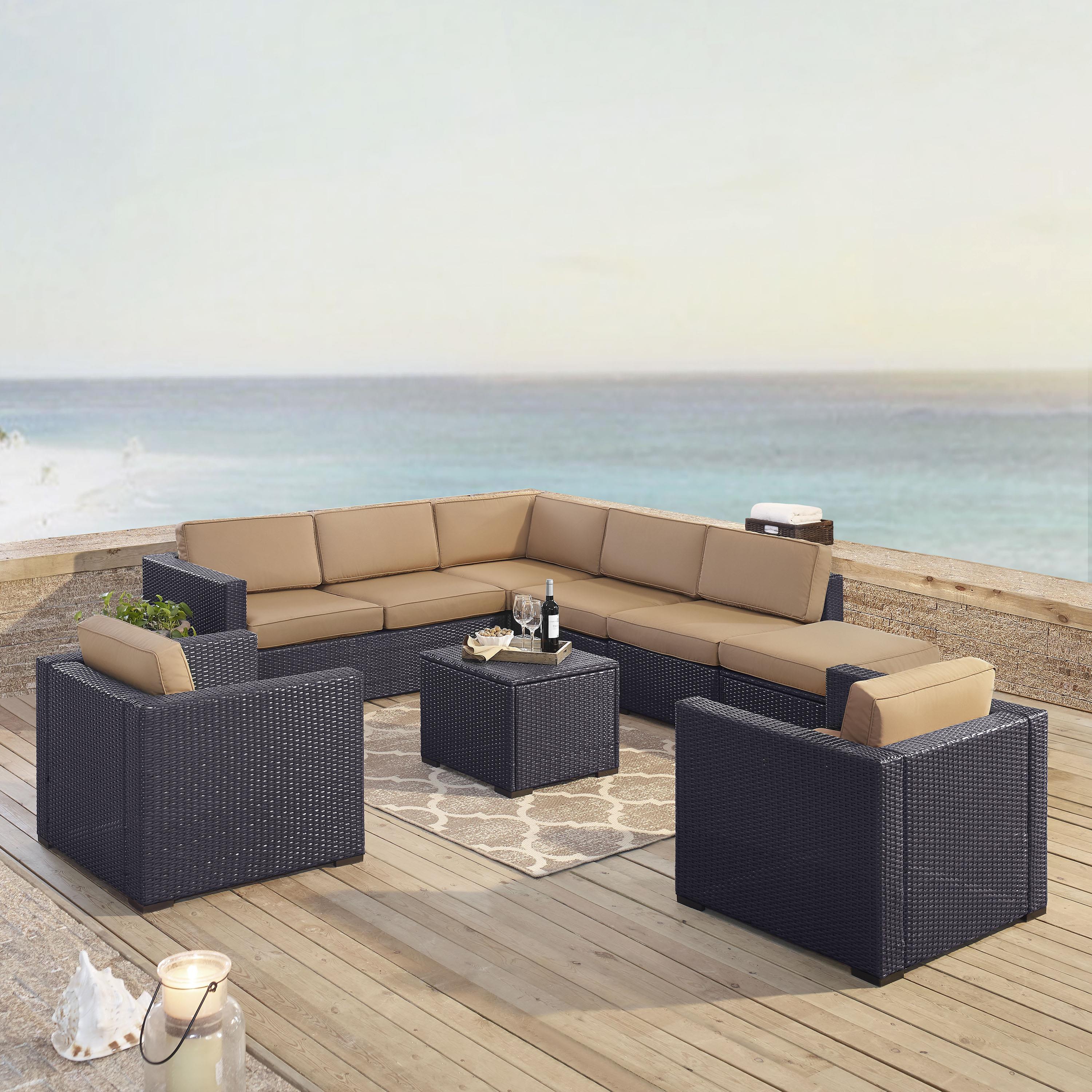 Crosley Furniture Biscayne 7 Piece Metal Patio Sectional Set in Brown/Mocha - image 4 of 4