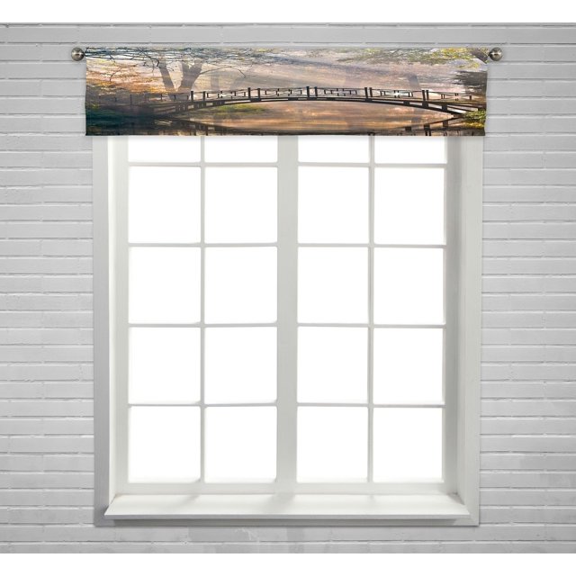 Cortina Valance Rod Pocket ABPHQTO Puente viejo en otoño 30x130 cm