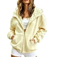 thumbnail image 3 of CONZONE Womens Oversized Polka Dot Hoodies Long Sleeve Zip Up Hooded Sweatshirts for Women Drawstring Fall Winter Pullover Tops with Pocket, 3 of 5