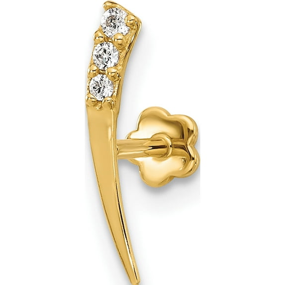 14K Yellow Gold 18 Gauge Polished Cz Cartilage Body Jewelry(Length 8.42) - Jbsp