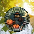 thumbnail image 3 of Whimsical Black Owl Metal Hanging Wind Spinner - Halloween Garden Decor with Pumpkins Leaves & Moon Design, 3 of 6
