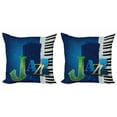 thumbnail image 1 of Ambesonne Abstract Throw Pillow Cover 2 Pack, Jazz Music Keys Guitar, 24", Navy Green White, 1 of 6