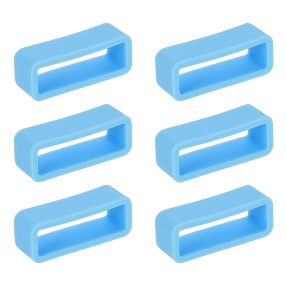 Uxcell 6pcs Watch Band Loops 20mm Silicone Watch Band Keeper Replacement Watch Strap Holder Retainer Wristwatch Strap Fastener Rings, Blue