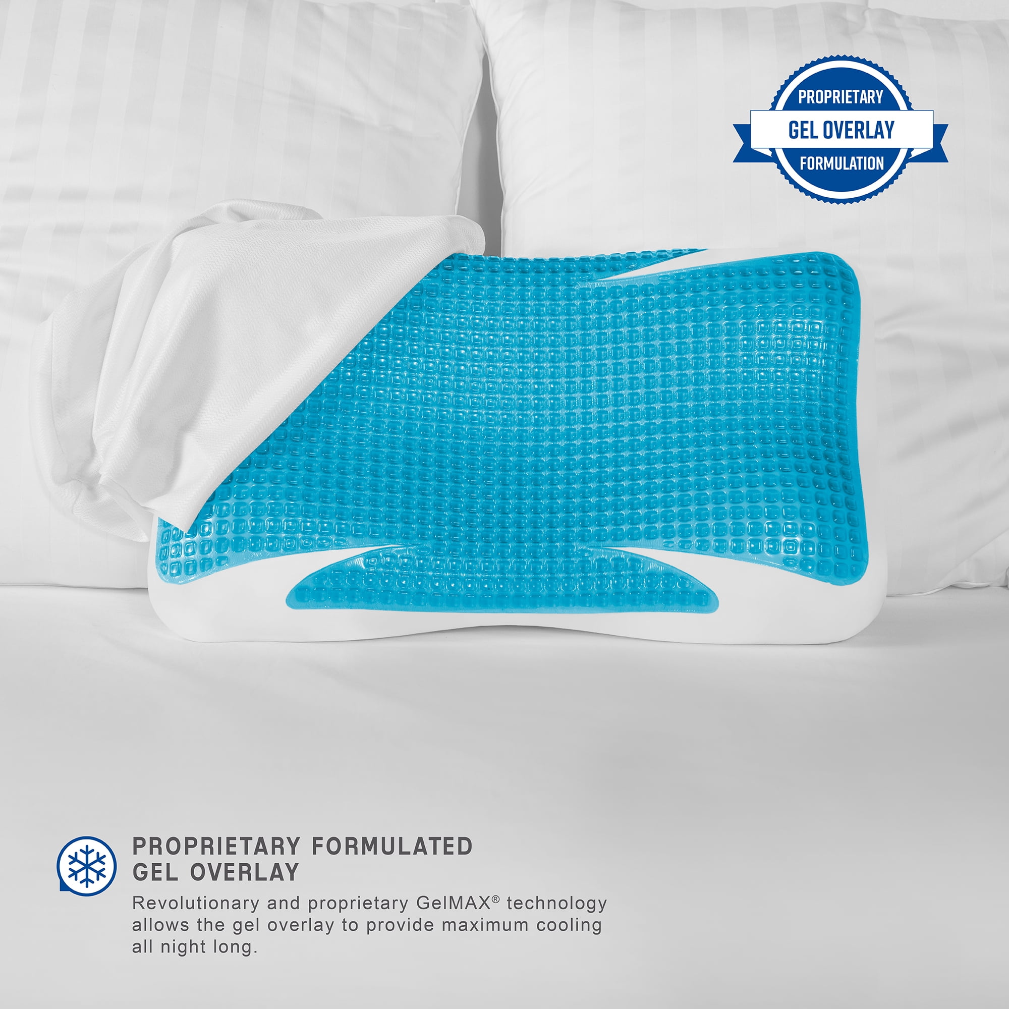 Reversible Orthopedic Contour Memory Foam Bed Pillow with Cooling Comfort Gel 