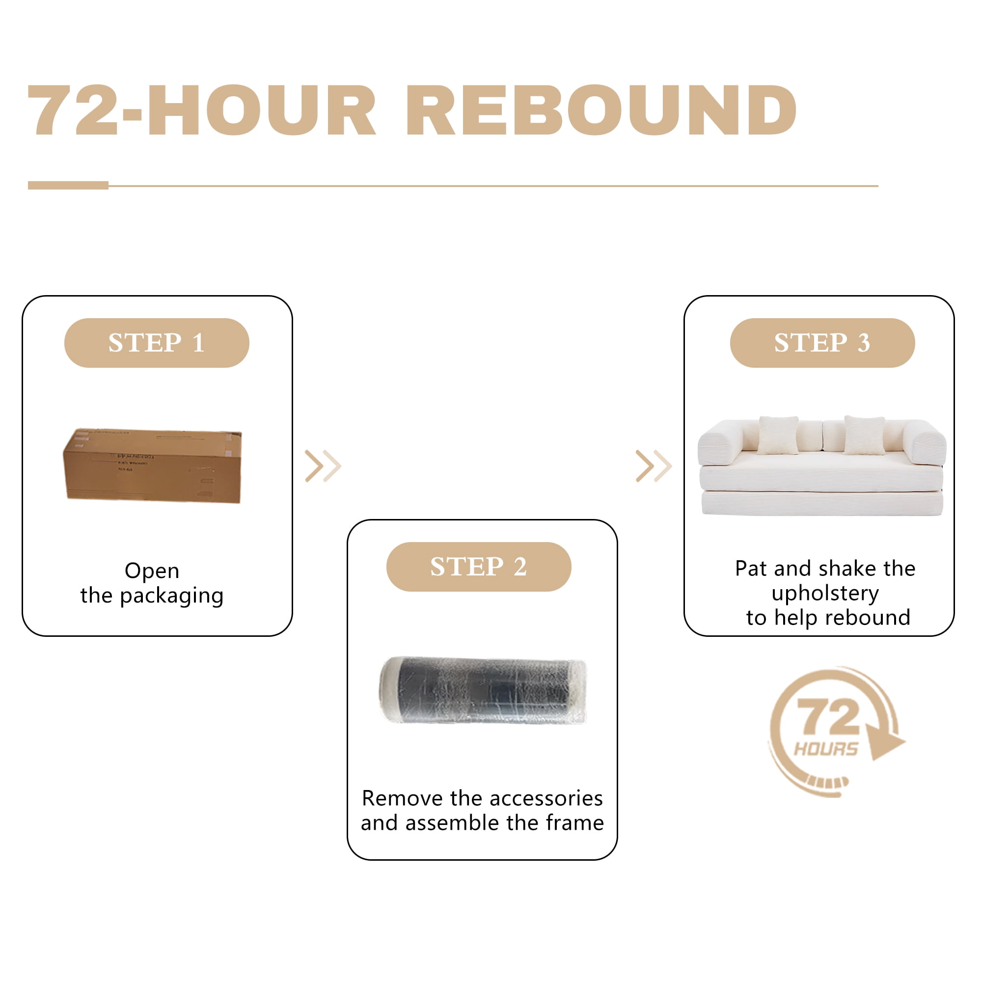 GAOHAPY 80" Convertible Sleeper Sofa Bed, Corduroy Foldable Futon Couch with Pillows, No Assembly Sofa Couch for Living Room Small Spaces Apartment