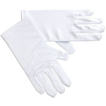 Satin Stretch Glove - Little Girl Satin Stretch Wrist Length Gloves White 0-3 GL703-2BL