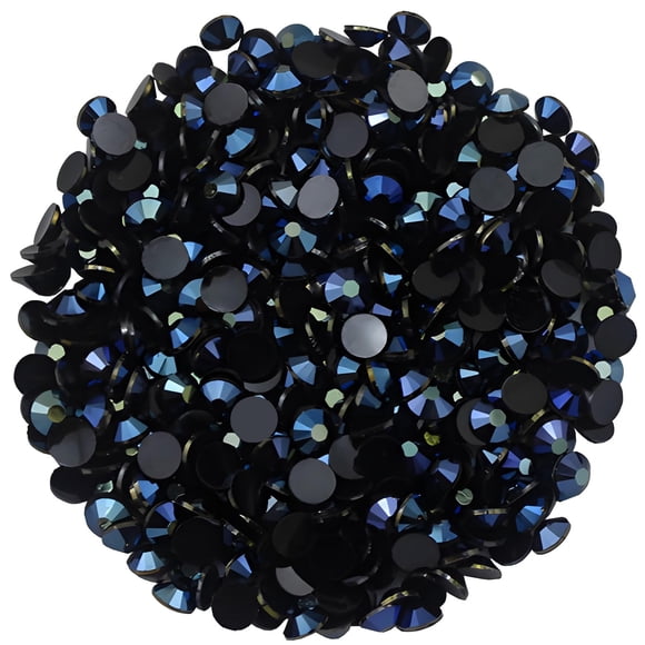 1440 piezas SS20 0.197 in diamantes de imitación planos para uñas, manualidades, purpurina, gemas redondas, cristales AB, bricolaje, ropa, zapatos (tinta de fondo negro-azul AB)