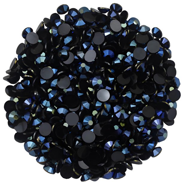 1440 piezas SS20 0.197 in diamantes de imitación planos para uñas, manualidades, purpurina, gemas redondas, cristales AB, bricolaje, ropa, zapatos (tinta de fondo negro-azul AB)
