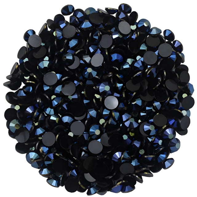 1440 piezas SS20 0.197 in diamantes de imitación planos para uñas, manualidades, purpurina, gemas redondas, cristales AB, bricolaje, ropa, zapatos (tinta de fondo negro-azul AB)