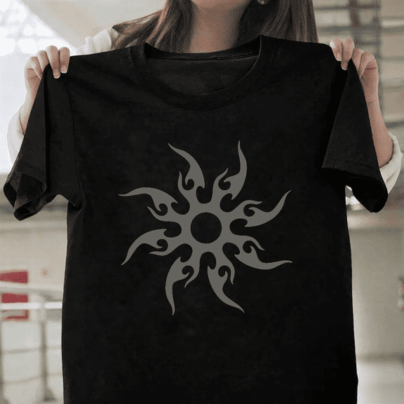 Two Time Costume Tribal Sun Symbol Forsaken Art Fantasy Unisex T-Shirt, up to size 3XL.