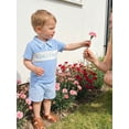thumbnail image 4 of BemeyourBBs Toddler Baby Boy Mothers Day Outfits Cute Infant Boys Summer Clothes Short Sleeve Lapel Neck Letters Embroidery Tops and Plaid Shorts Set, 4 of 9
